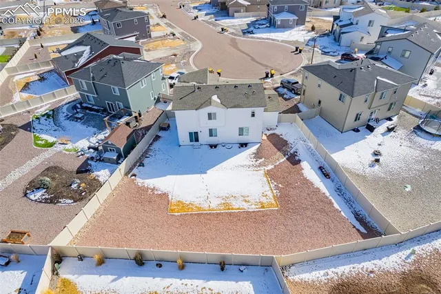 an aerial view of a house