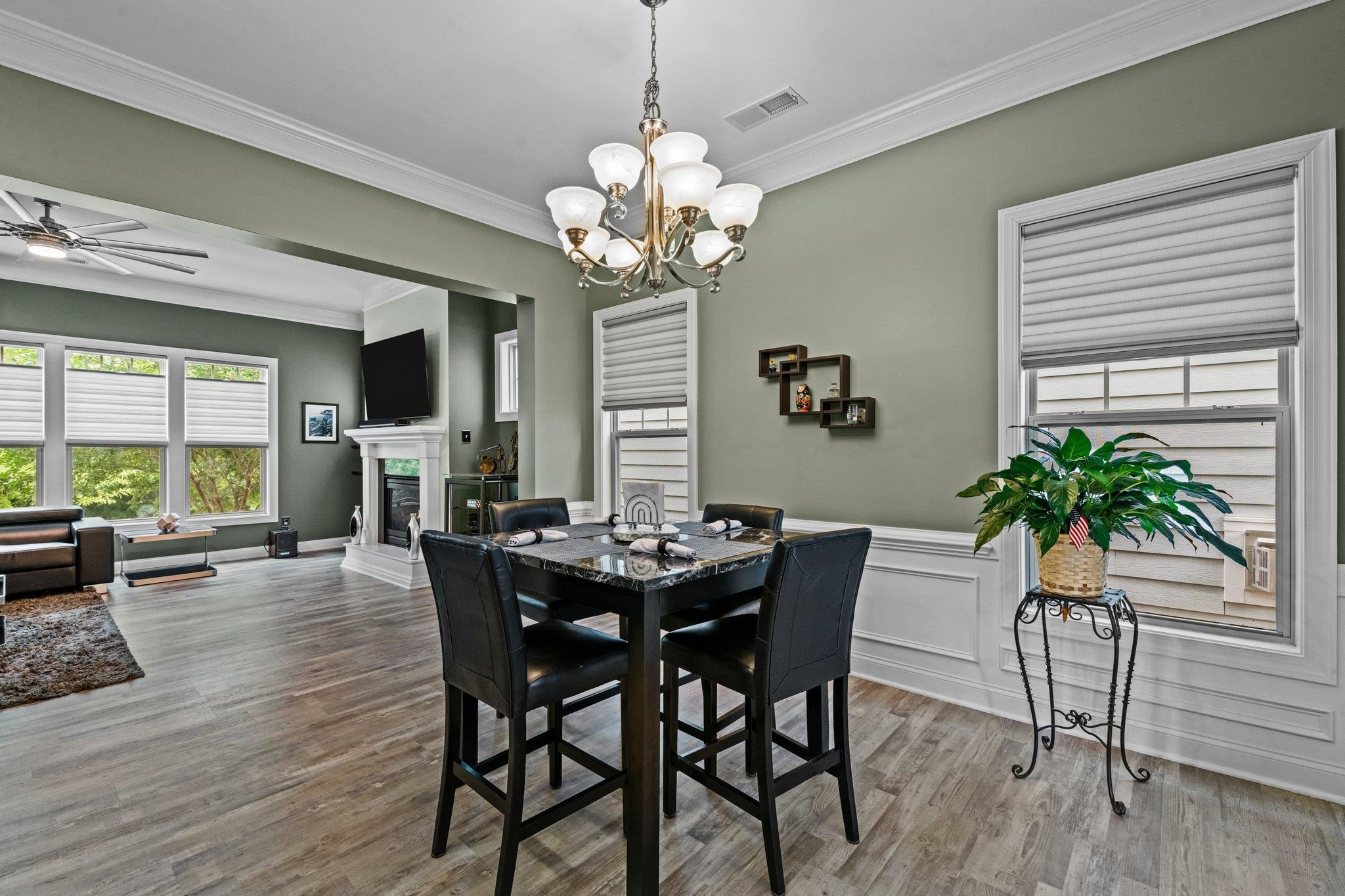1545 Fullerton Place Raleigh, NC 27607 - Photo 13 of 45 Dining Area with wainscoting and crown molding. Dining Area