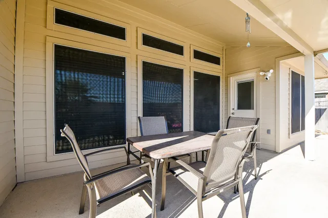 a view of an outdoor seating area