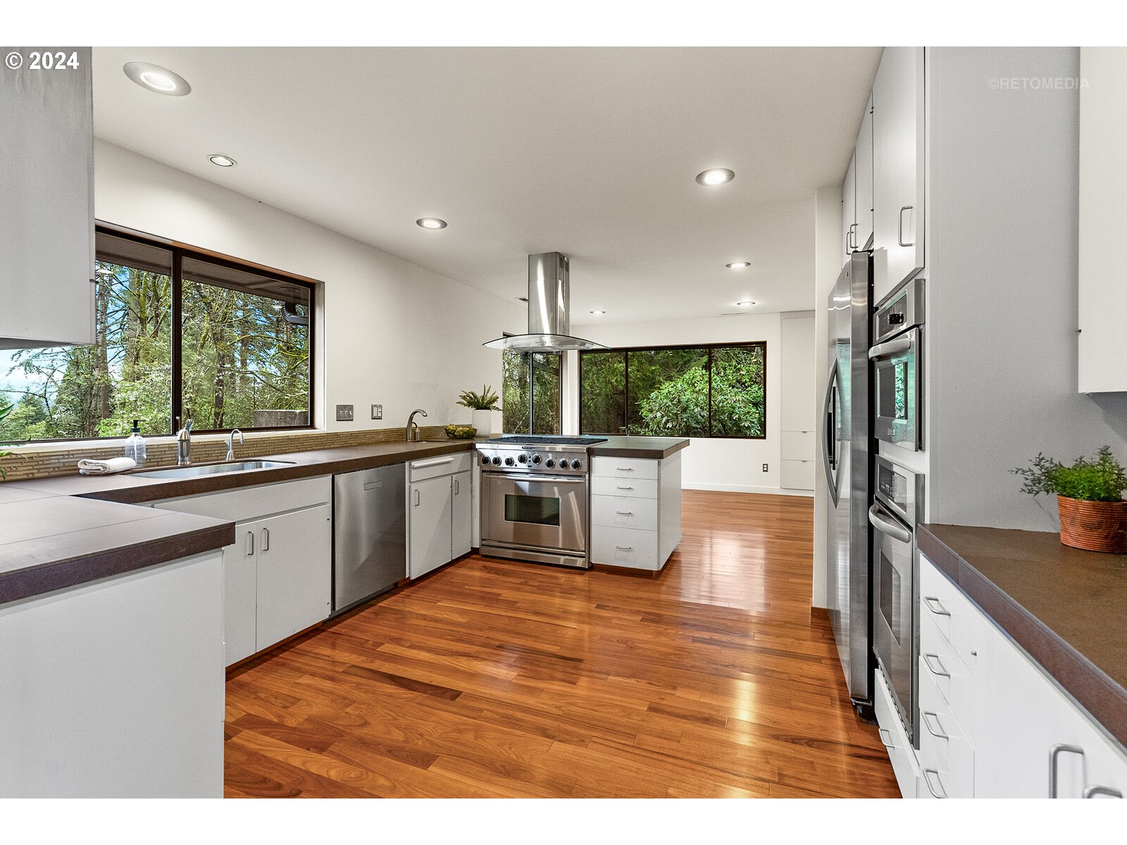 3730 Southwest Shattuck Road Portland, OR 97221 - Photo 10 of 44 a kitchen with a sink and wooden floor