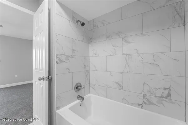a bathroom with a bathtub