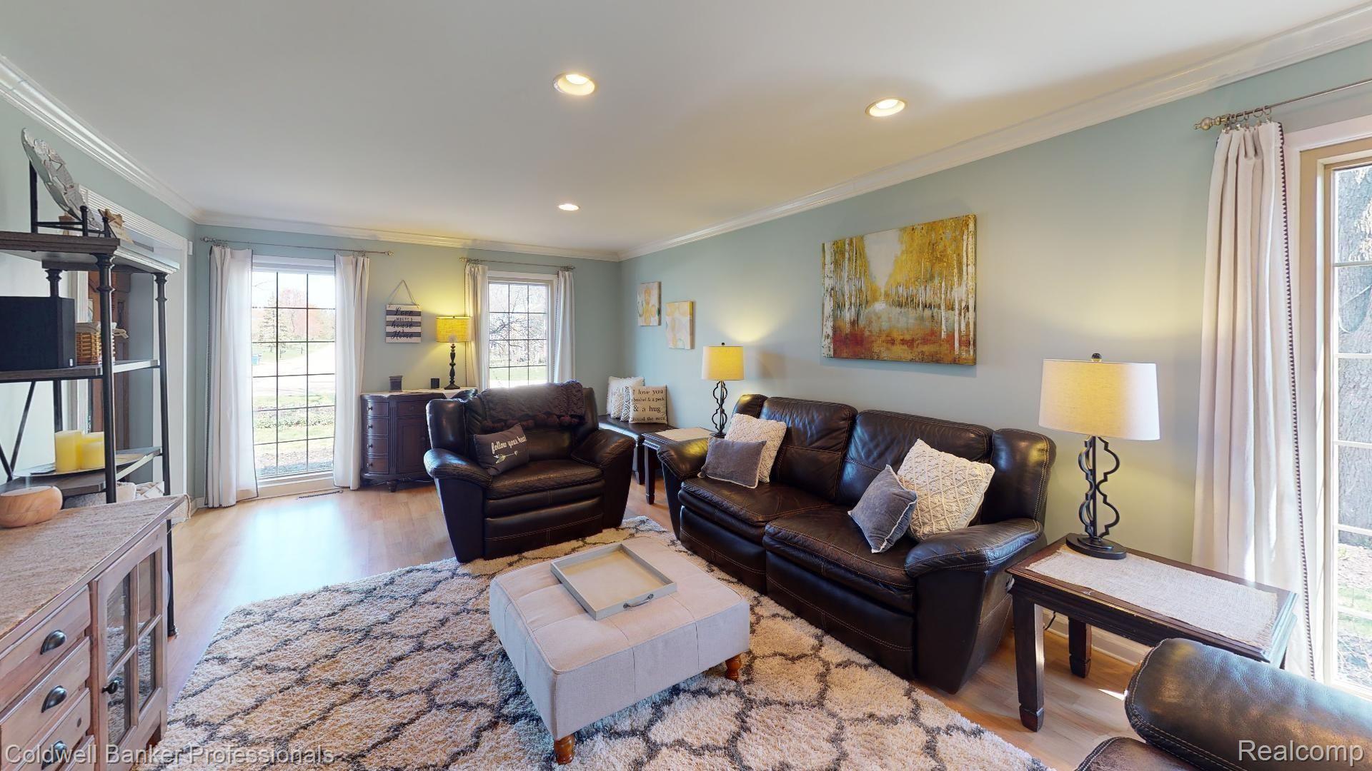 4411 Patrick Road West Bloomfield, MI 48322 - Photo 3 of 23 Formal Living Room with Floor to Ceiling Windows - Recessed Lights