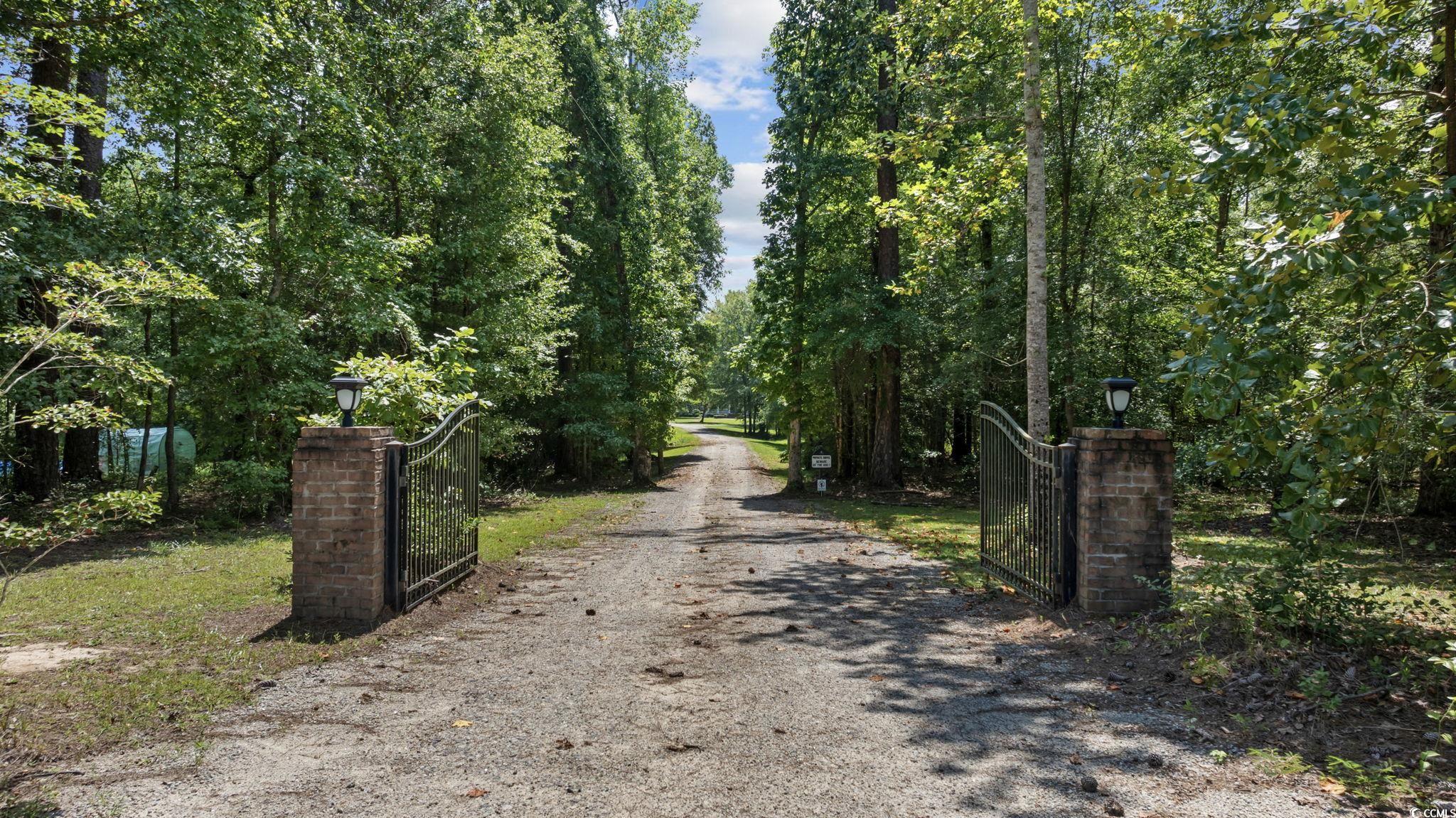 3750 Highway 813 Conway Sc 29526 Conway, SC 29526 - Photo 40 of 40 View of dirt / gravel road featuring a gate, a gated entry, and street lights