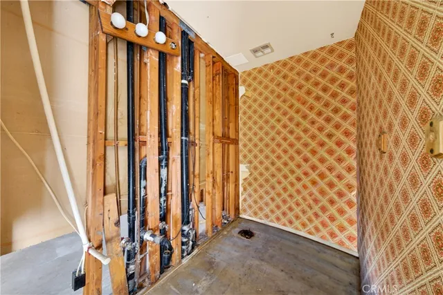 a view of a bathroom with staircase