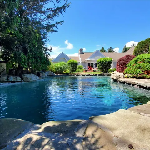 a view of a lake from a yard