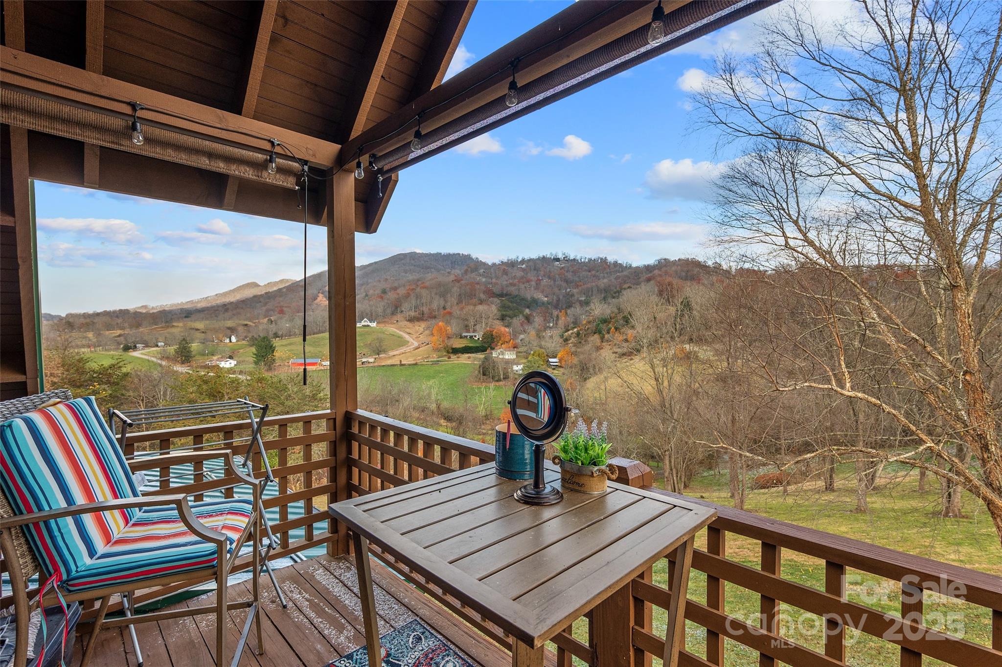 145 Keener Road Canton, NC 28716 - Photo 40 of 48 a view of a balcony with mountain view and wooden floor