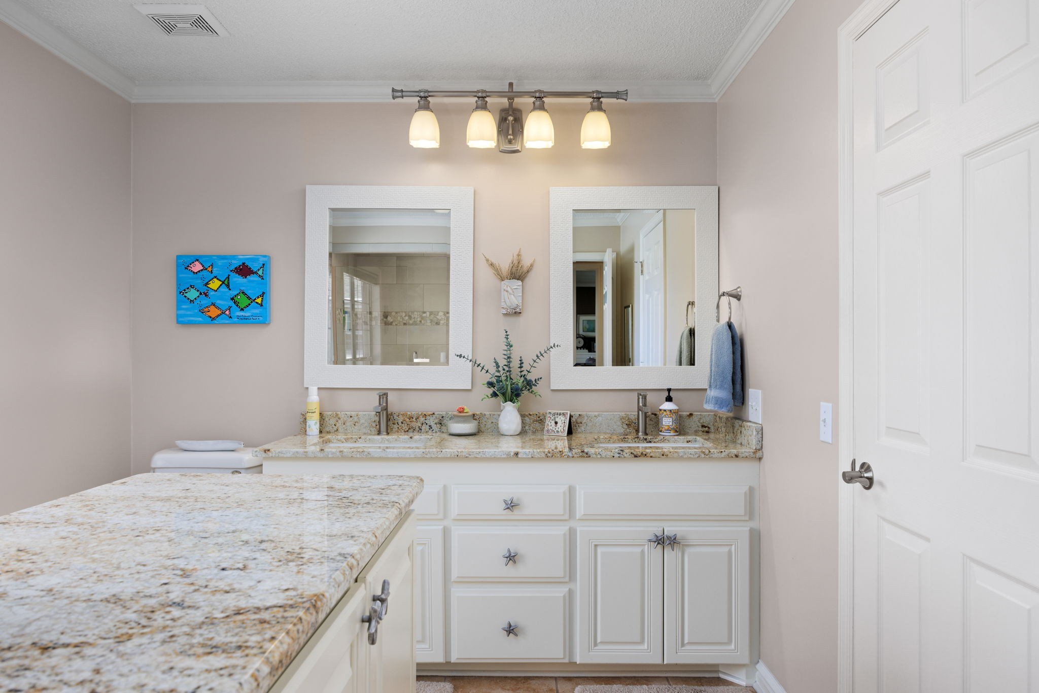 568 County Road 322 Florence, AL 35634 - Photo 20 of 60 a bathroom with a granite countertop double vanity sink and a mirror