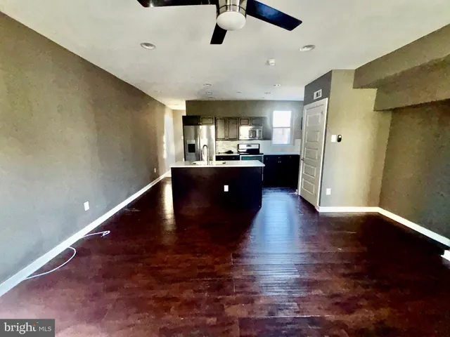 a large kitchen with lots of counter space