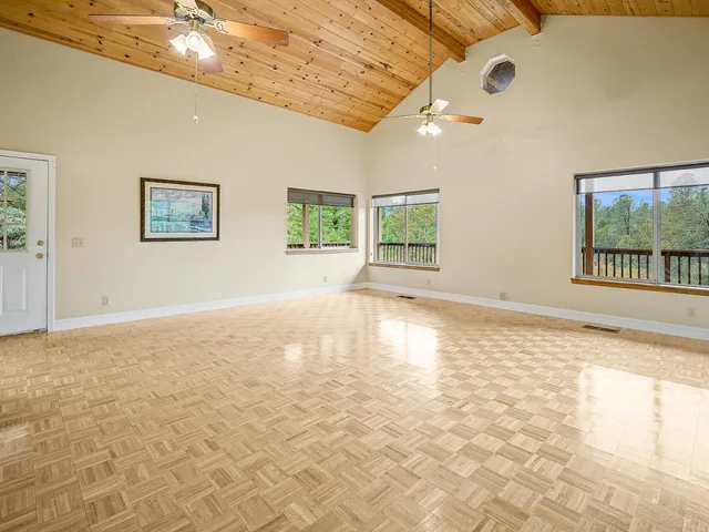 an empty room with windows