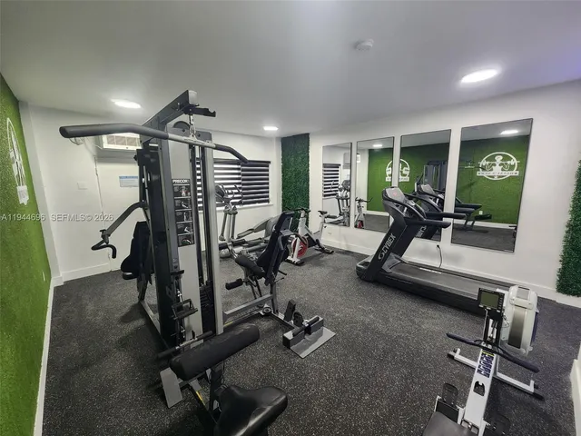 a view of a room with gym equipment