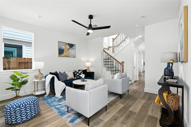 a living room with furniture