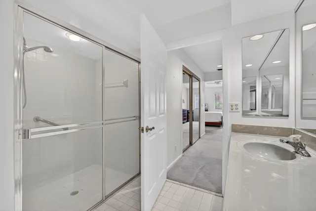 a view of a room with racks on the wall