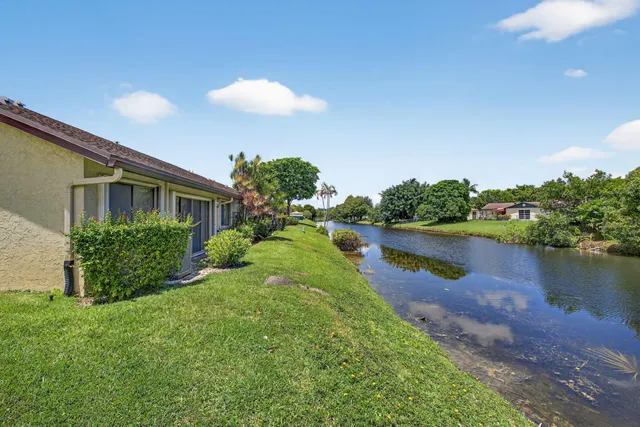 a view of a lake from a yard