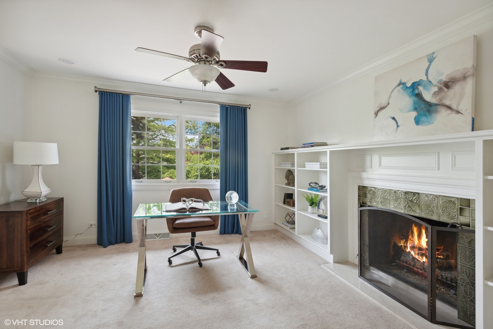 2420 Dorina Drive Northfield, IL 60093 - Photo 29 of 51 a living room with furniture and a fireplace