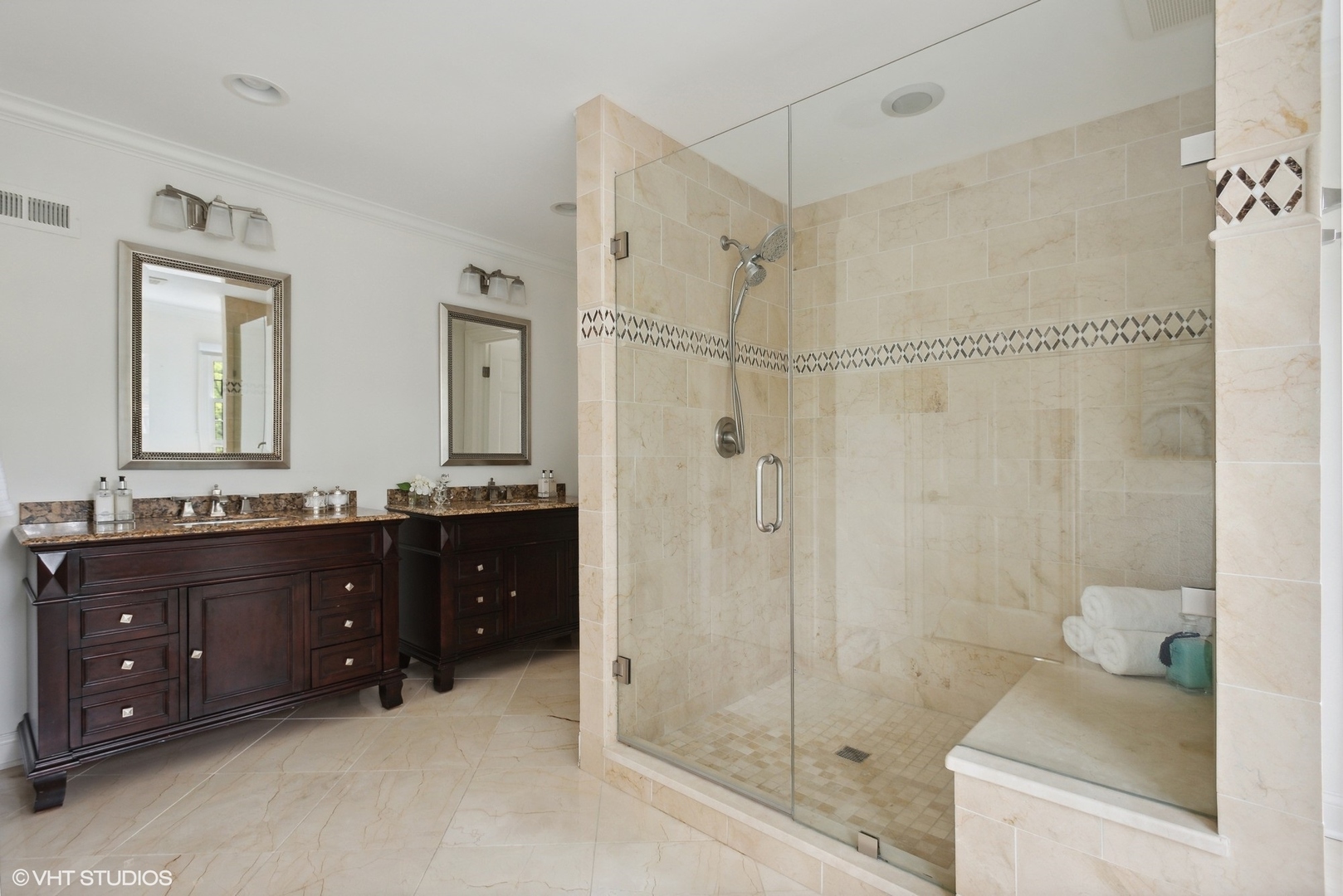 2420 Dorina Drive Northfield, IL 60093 - Photo 31 of 51 a bathroom with a double vanity sink toilet and shower