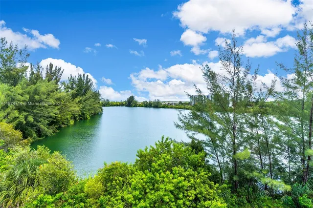 a view of a lake from a yard