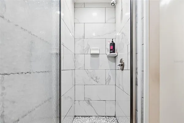 a bathroom with a shower