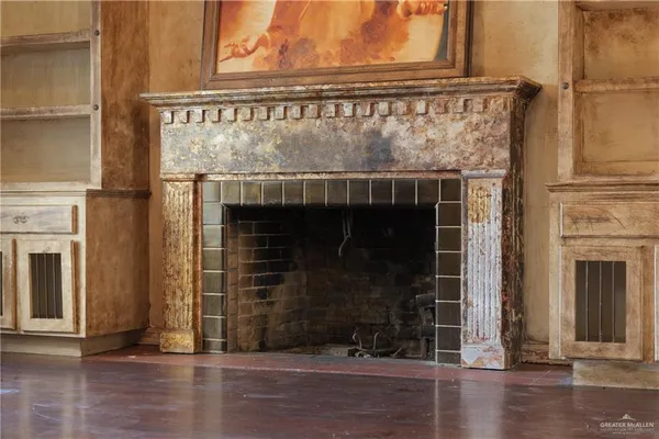 a closeup of a fireplace