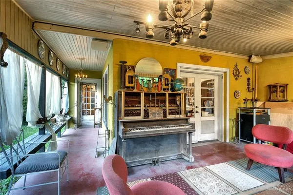 a living room with furniture