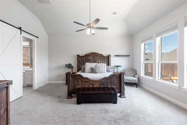 a bed room with a bed and a couch