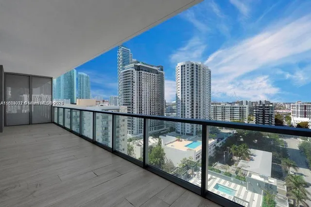 a view of city from a balcony