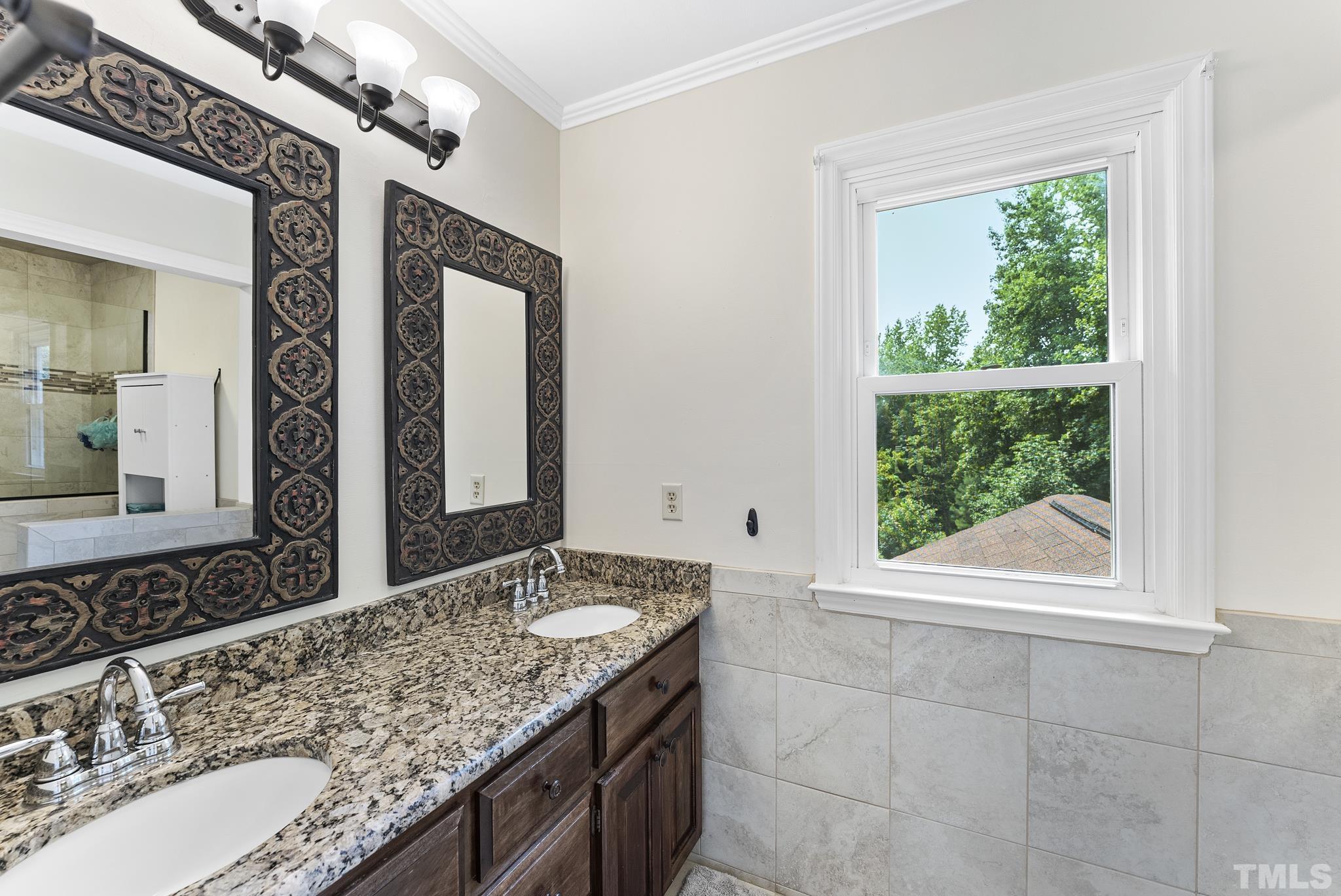 524 Jericho Road Hillsborough, NC 27278 - Photo 19 of 52 a bathroom with a granite countertop sink and a mirror