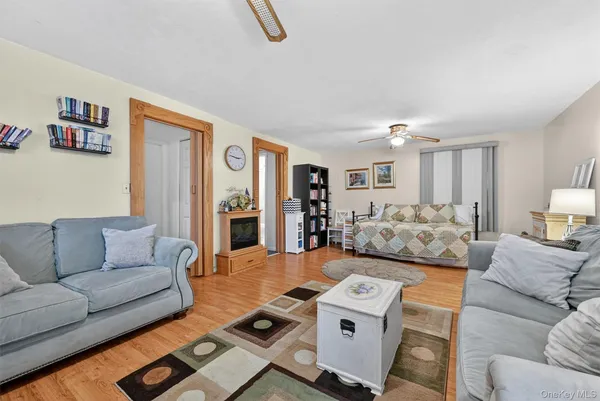 a living room with furniture and a couch