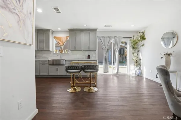 a workspace with wooden floor