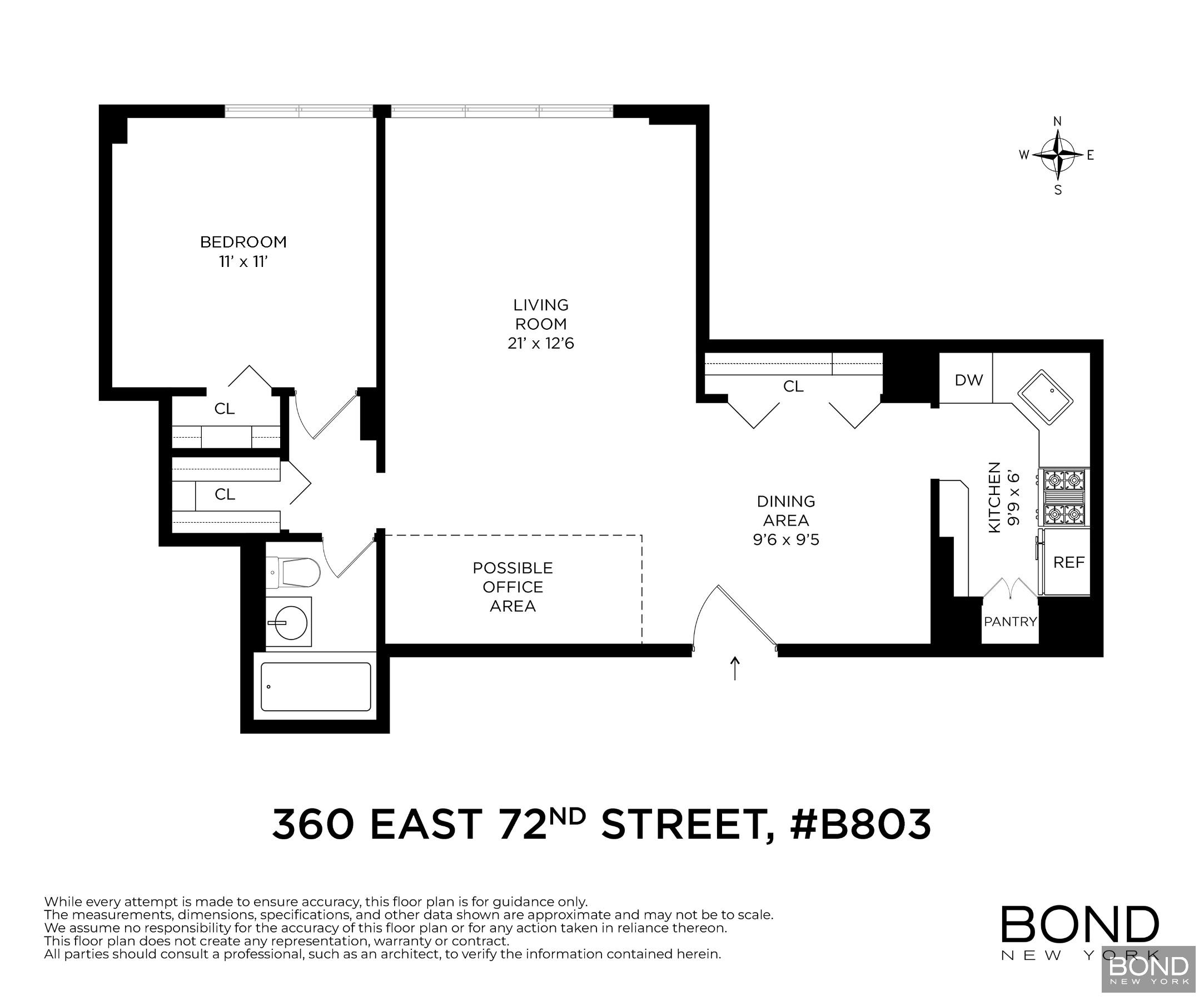 360 East 72nd Street, Unit B803 Manhattan, NY 10021 - Photo 6 of 6 Floor Plan