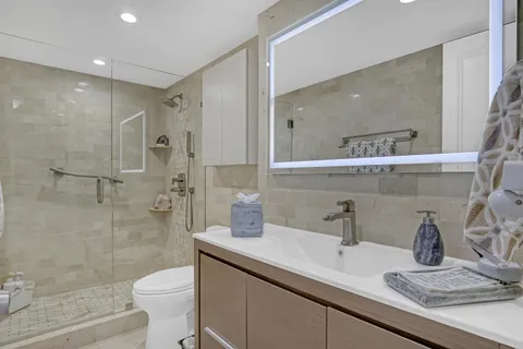 a view of a balcony and lake view