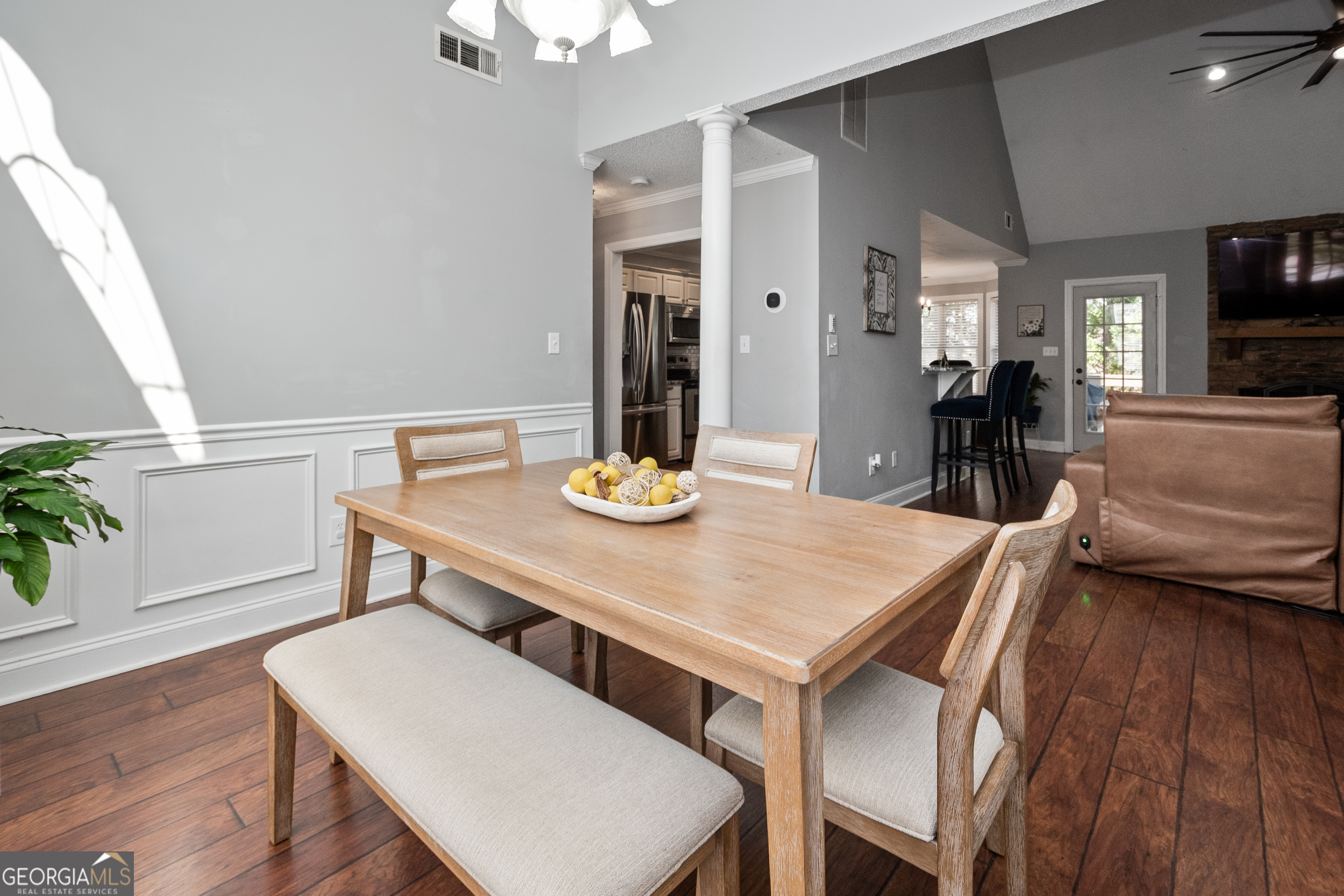 568 Martin Mill Road Moreland, GA 30259 - Photo 11 of 70 a view of a dining room with furniture and wooden floor