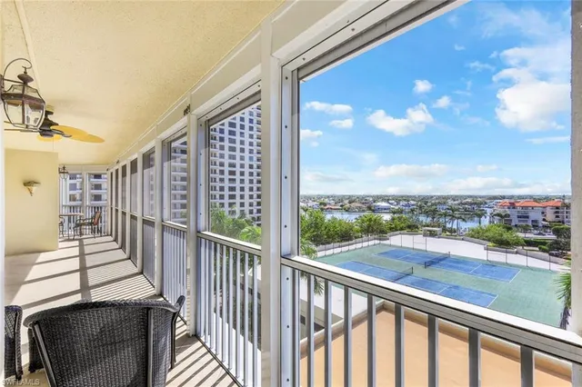a view of city from a balcony