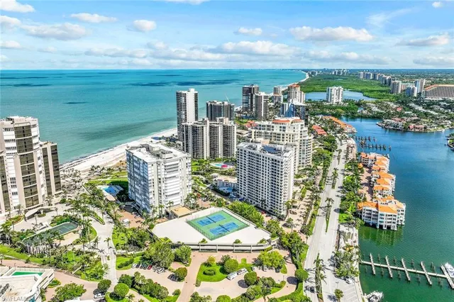 a view of a city with ocean view