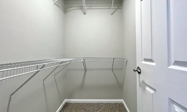 a view of walk in closet with clothes