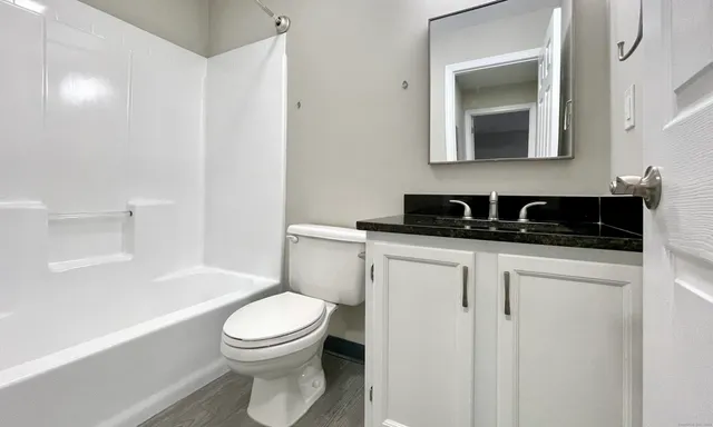 a white toilet sitting next to a bathroom sink