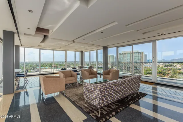 a living room with furniture