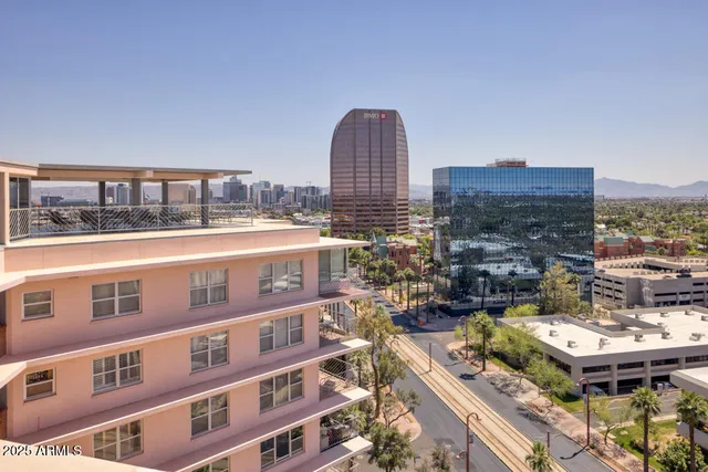 a view of a city that has tall buildings