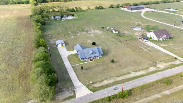 an aerial view of a house