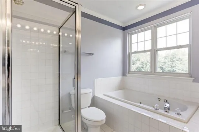 a bathroom with a bathtub shower sink vanity and a toilet