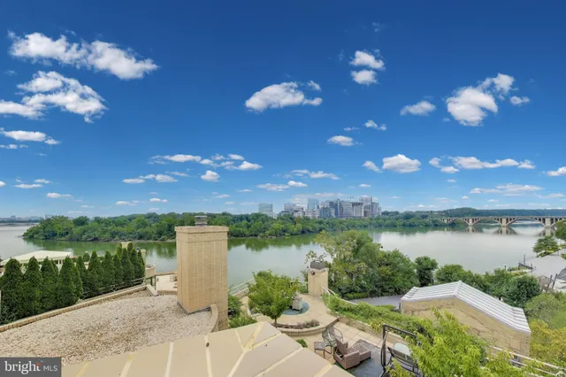 a view of lake and mountain