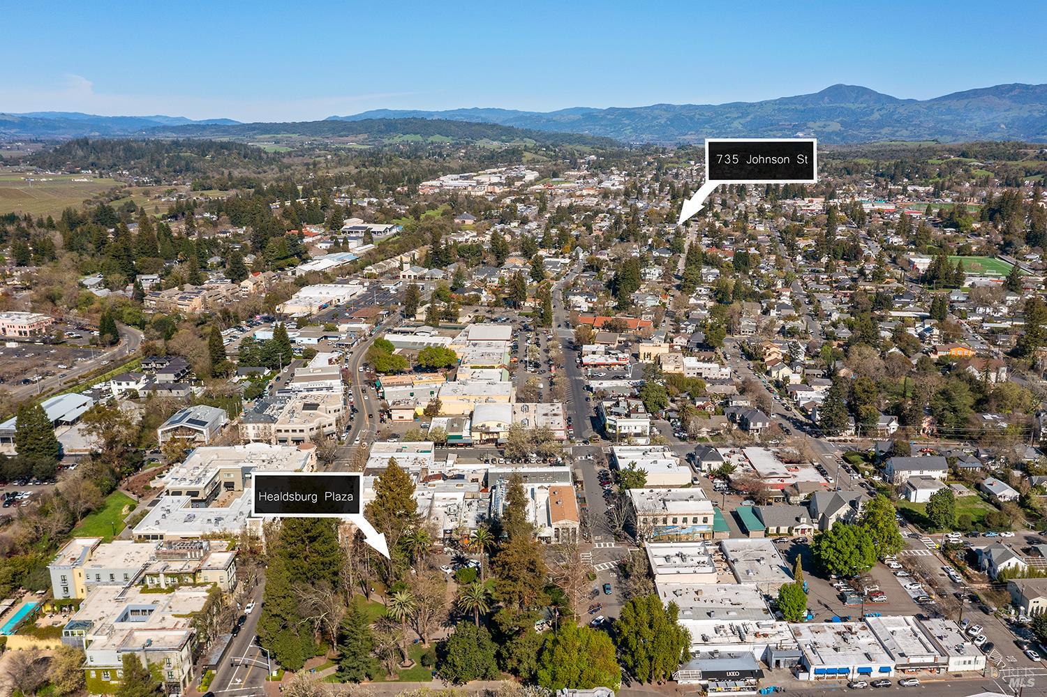 735 Johnson Street Healdsburg, CA 95448 - Photo 52 of 61 an aerial view of residential building with parking space
