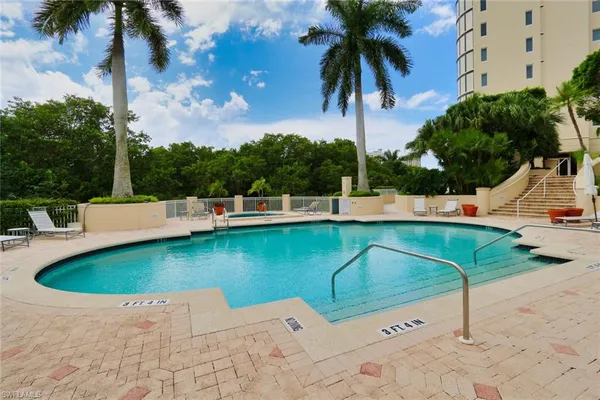 an outdoor view with swimming pool