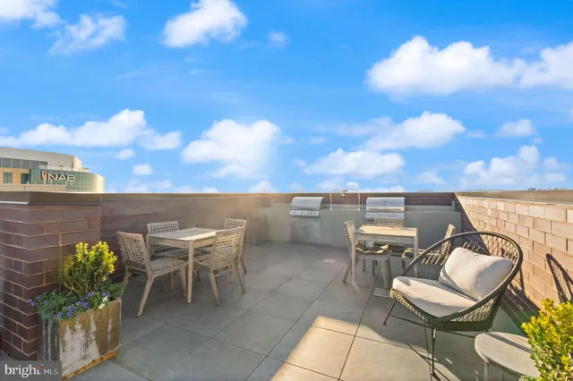 a terrace with outdoor seating