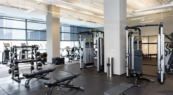 a view of a room with gym equipment