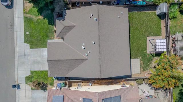 an aerial view of a house