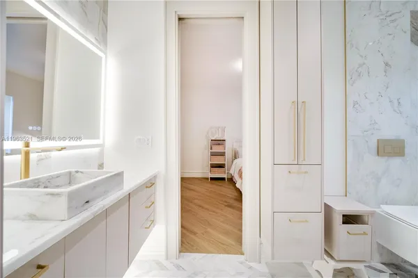 a view of a swimming pool with a yard