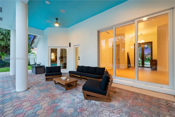 an aerial view of residential house with outdoor space