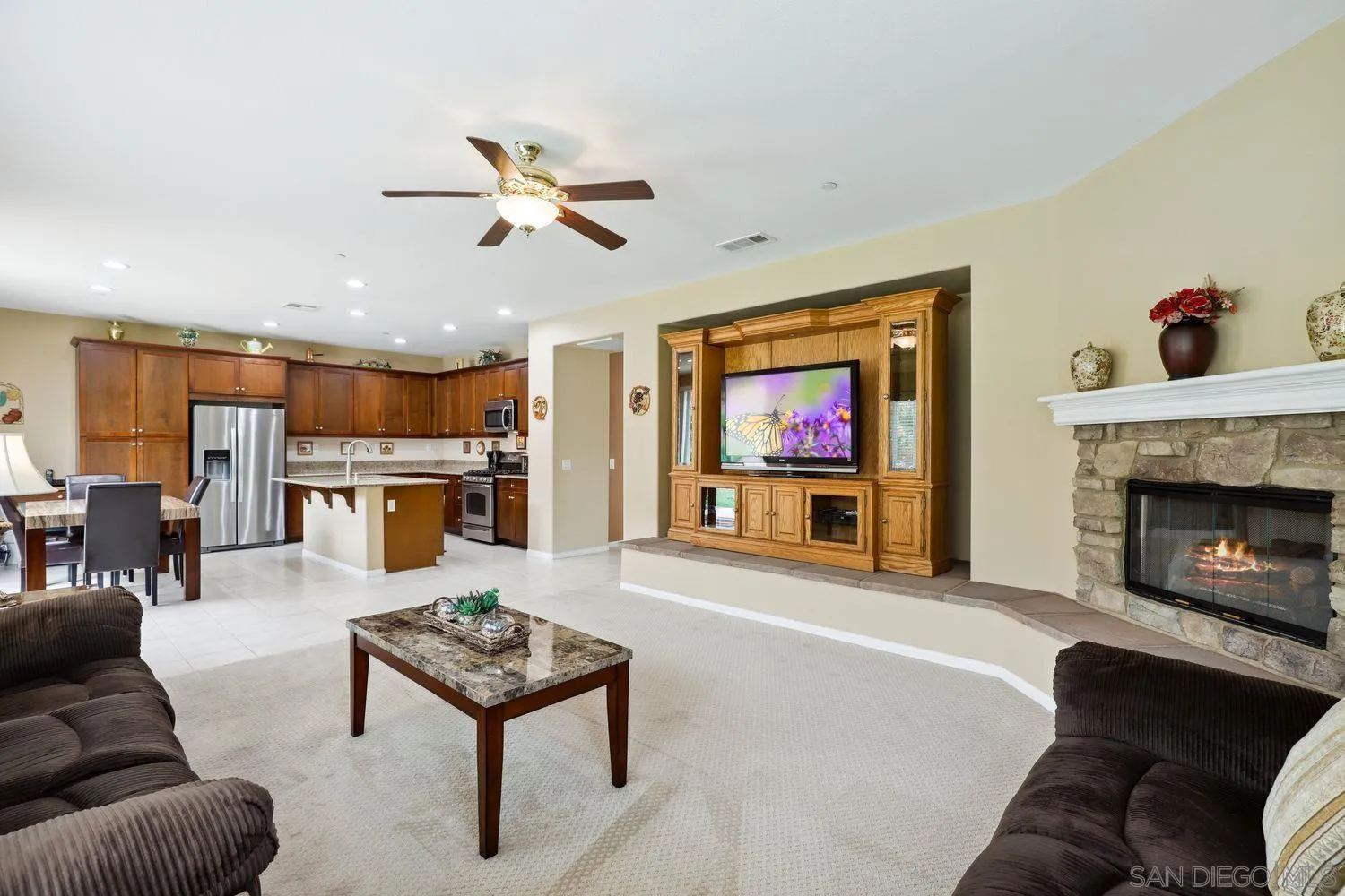 3250 Beven Drive Escondido, CA 92027 - Photo 6 of 34 a living room with furniture and a fireplace