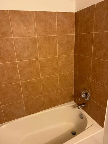 a bathroom with a bathtub