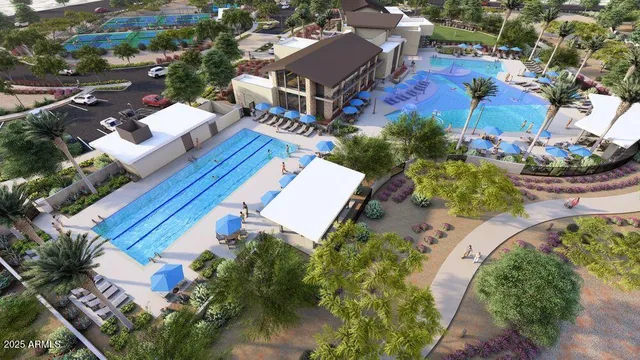 a view of a swimming pool with a patio